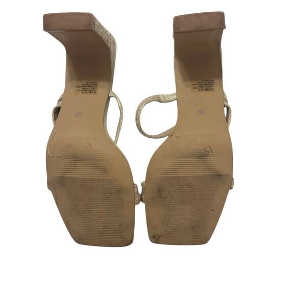 BCBGeneration Women's Fisher Heeled
Sandal 9.5  cream wicker straps square toe - Picture 6 of 10